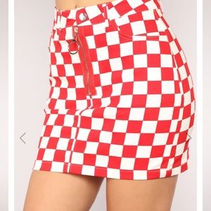 Checkered Skirt - Red/White